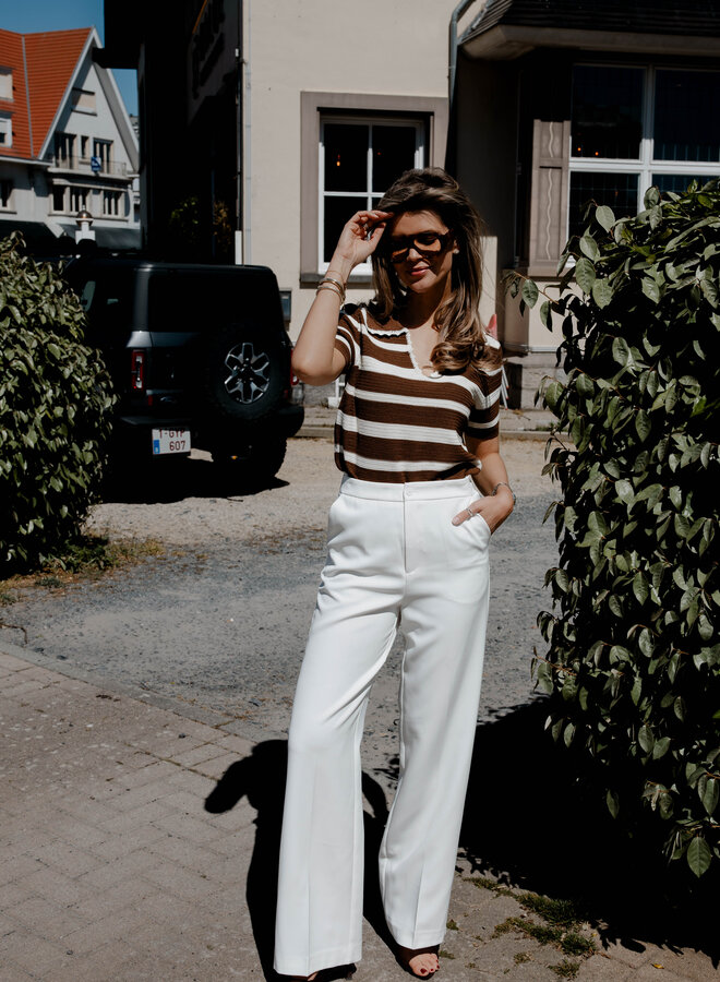 Marieke poloshirt gebreid – Coffee