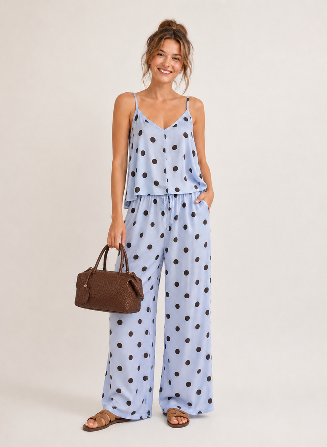 June set + broek polka dots – Blue