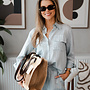 Lorena Set blouse + shortje strepen linnen – Lightblue