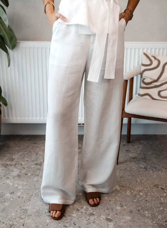 Helena broek lyocelle/linen – White