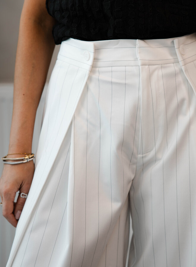 Fiora pants stripe – White