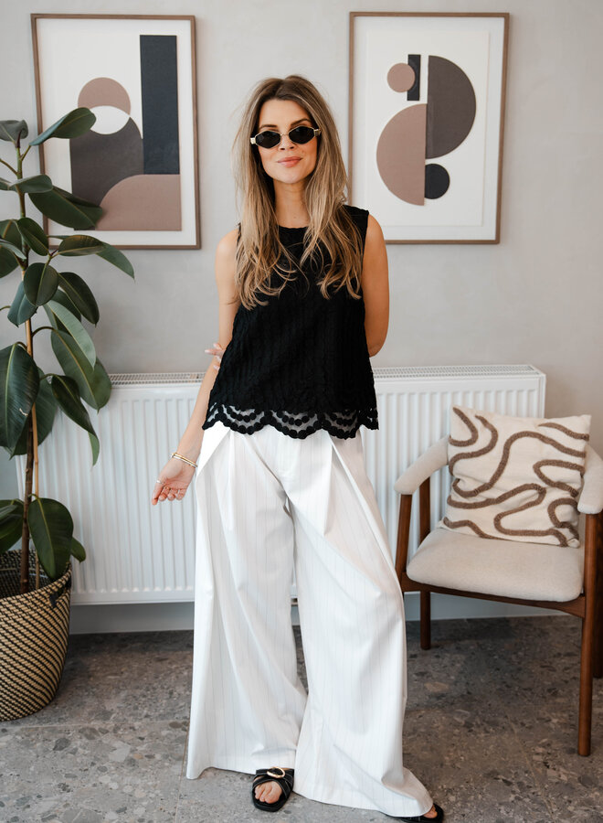 Fiora pants stripe – White