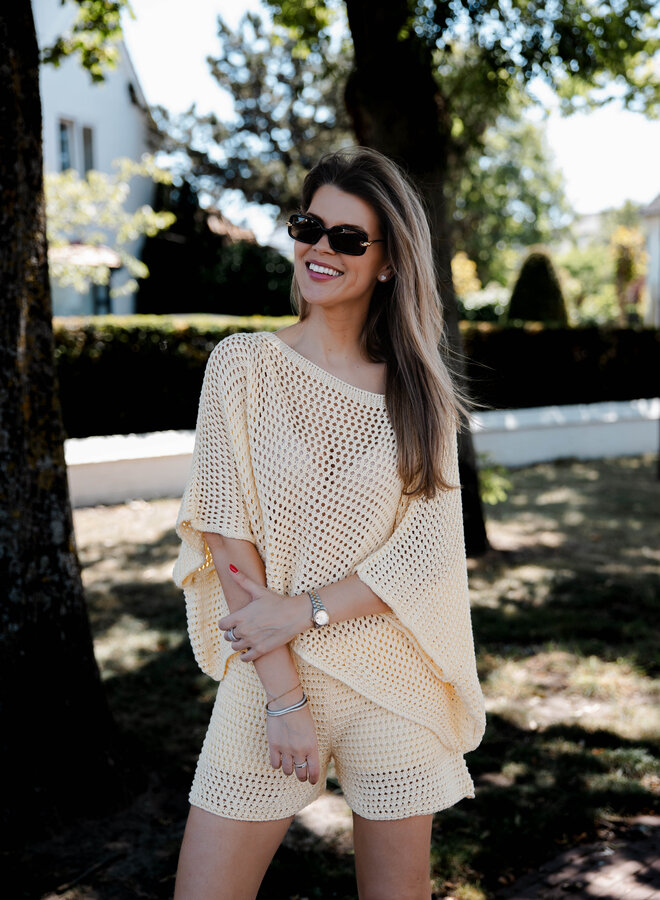 Marie set top + short crocher – Yellow