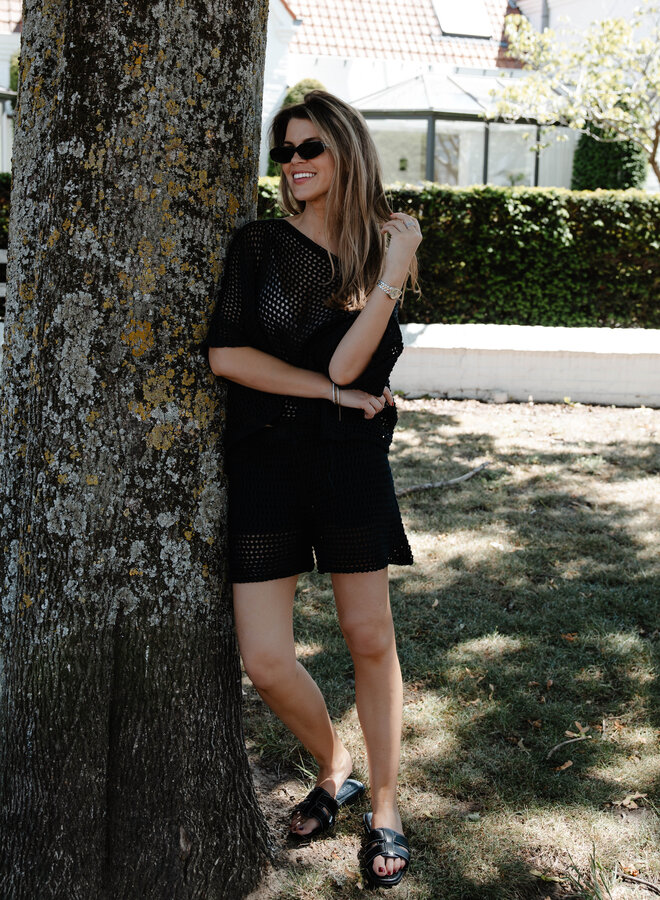 Marie set top + short crocher – Black