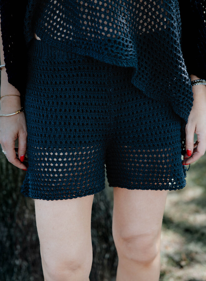 Marie set top + short crocher – Black