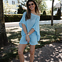 Marie set top + short crocher – Light blue
