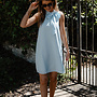 Coralie jurk strik hals – Blue