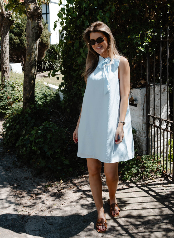 Coralie jurk strik hals – Blue