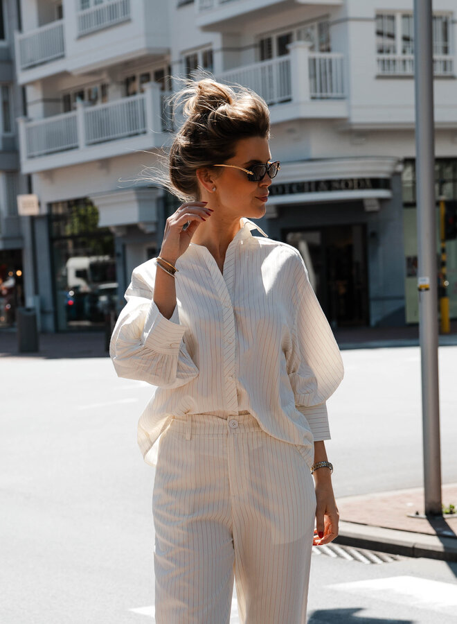 Thola hemdje strepen lange mouw – Beige