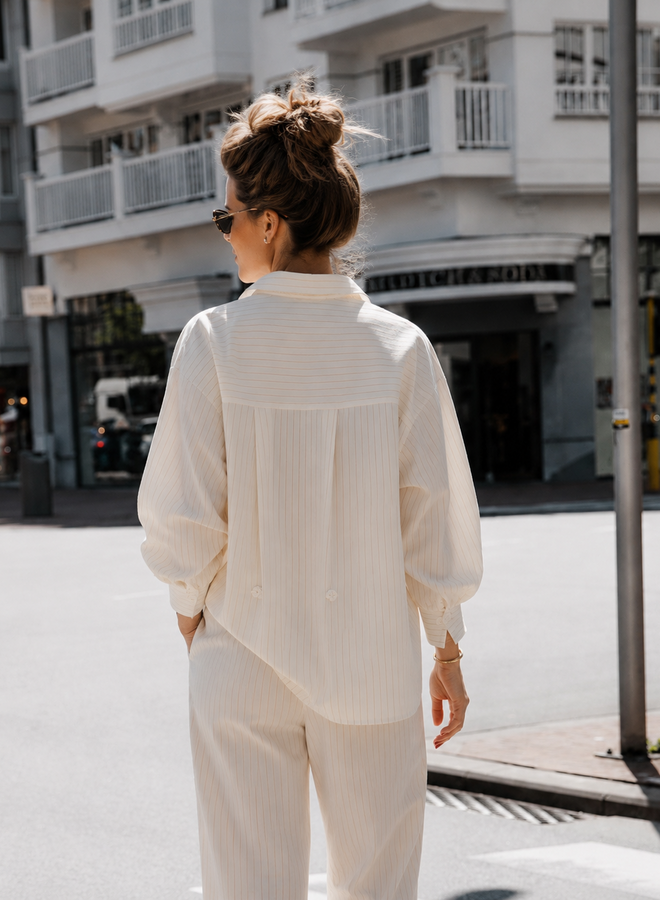 Thola hemdje strepen lange mouw – Beige