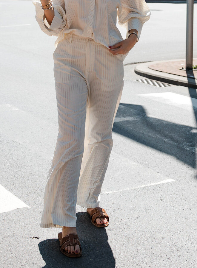 Thalia broek strepen – Beige