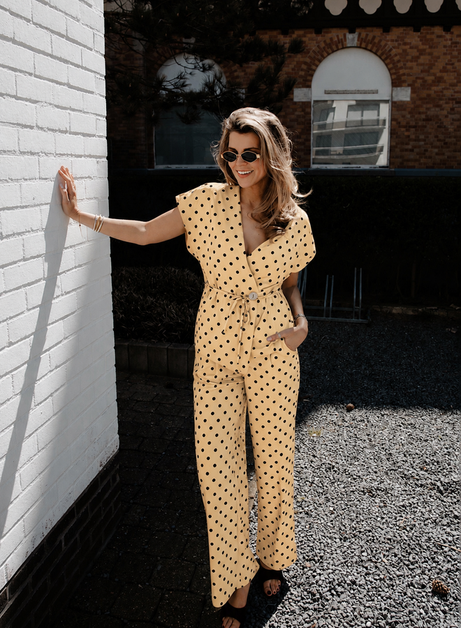 Jolien set broek + overslag top polka dots – Yellow