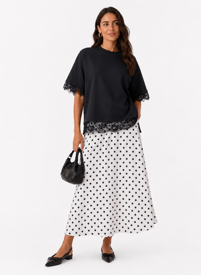 Janne tshirt kant open rug – Black