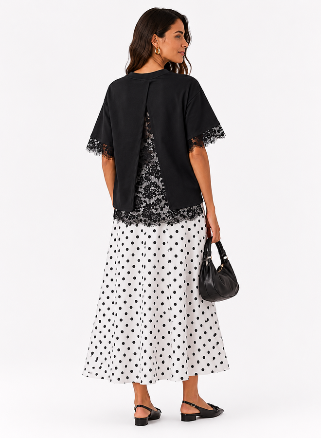 Janne tshirt kant open rug – Black