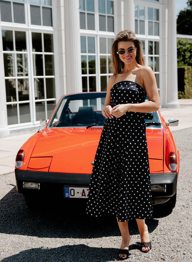 Arielle jurk bustier polka dots – Black