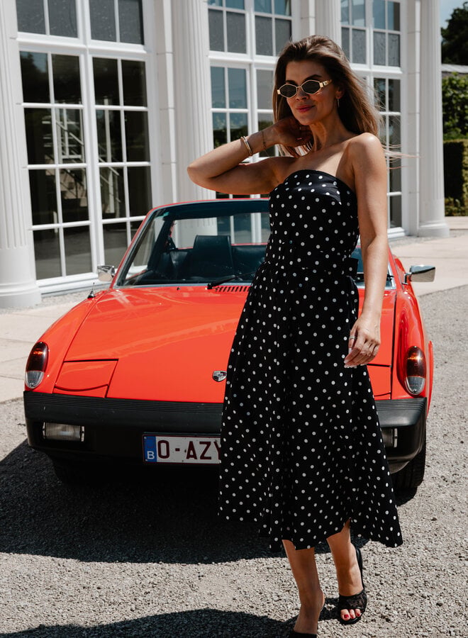 Arielle jurk bustier polka dots – Black