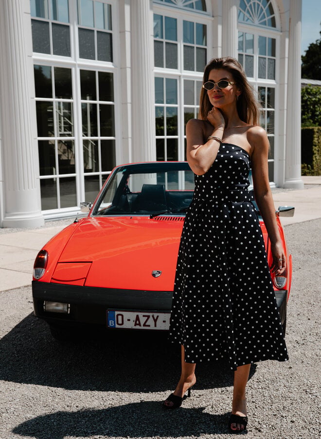 Arielle jurk bustier polka dots – Black