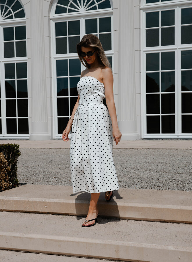 Arielle jurk bustier polka dots – White
