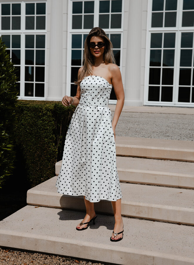 Arielle jurk bustier polka dots – White