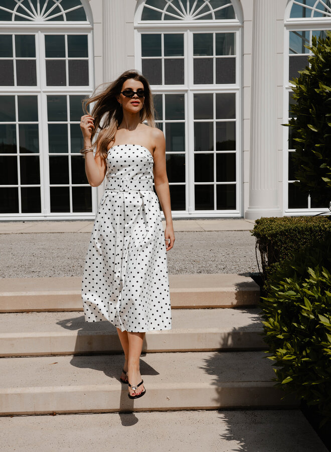 Arielle jurk bustier polka dots – White