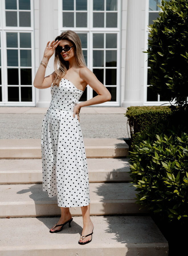 Arielle jurk bustier polka dots – White