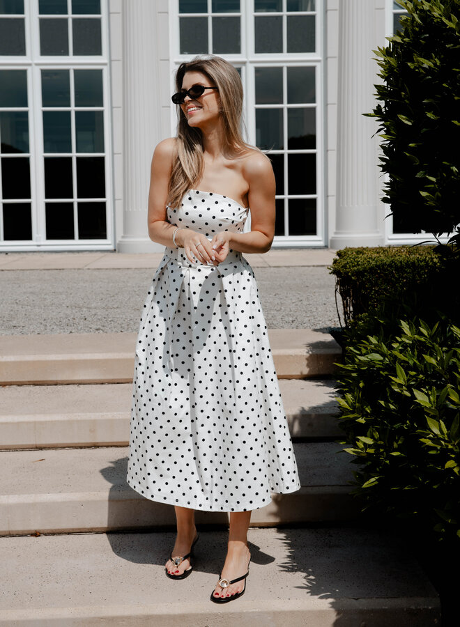 Arielle jurk bustier polka dots – White
