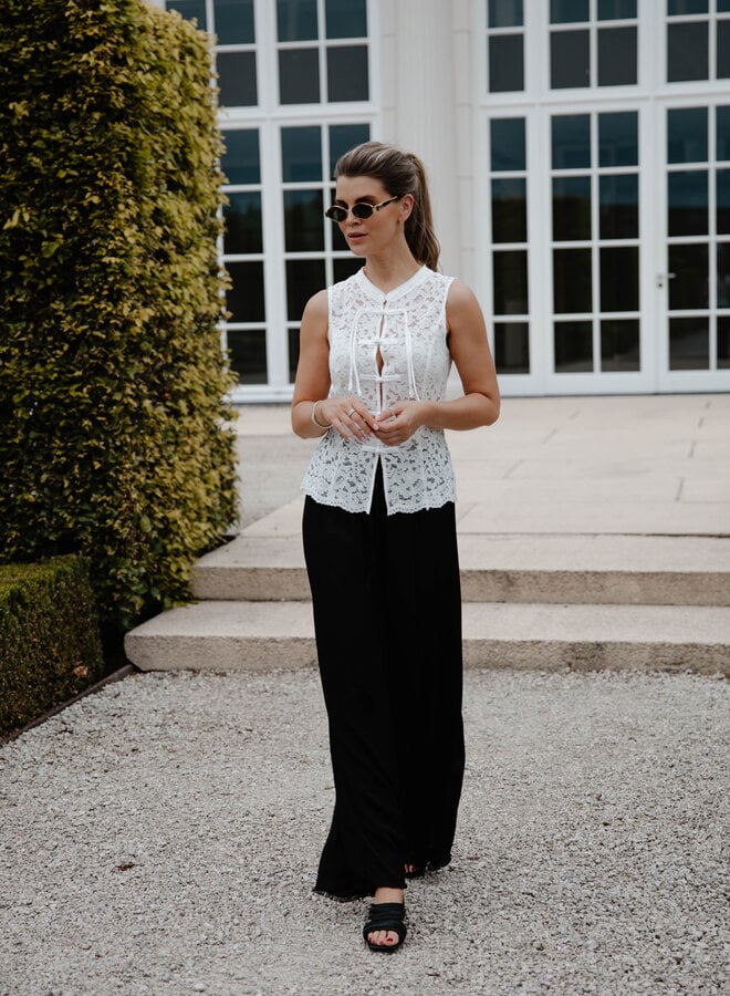 Laura top strik – White