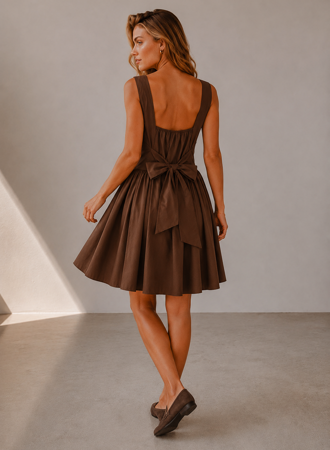 Jill jurk kort met strik – Choco