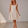 Jill jurk kort met strik – Beige