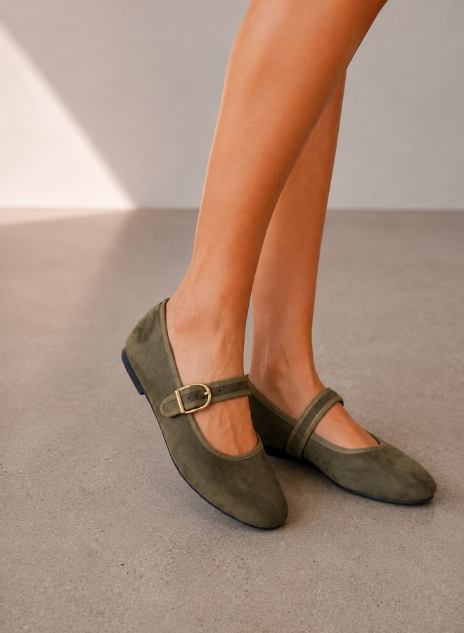 Ballerine bandje daim UH236 – Dark Green