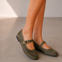 Ballerine bandje daim UH236 – Dark Green