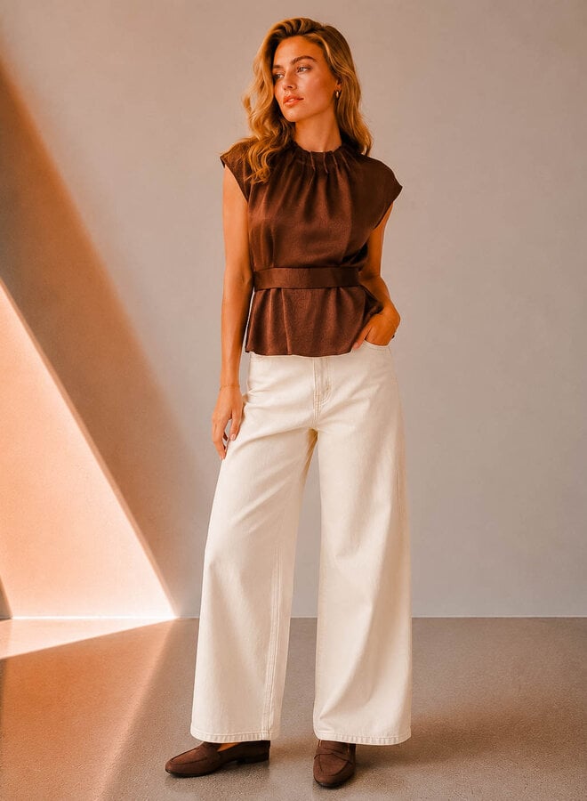 Julienne top satin – Coffee