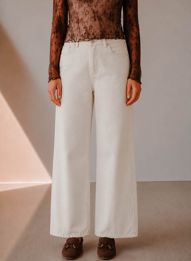Ella broek lijn wide leg – Beige
