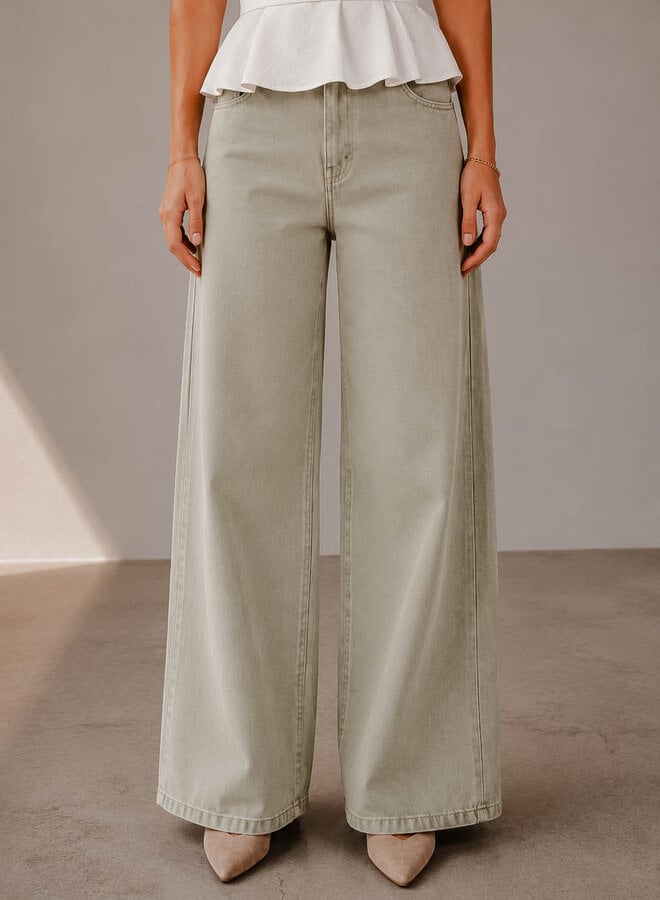 Ella broek lijn wide leg – Light Green