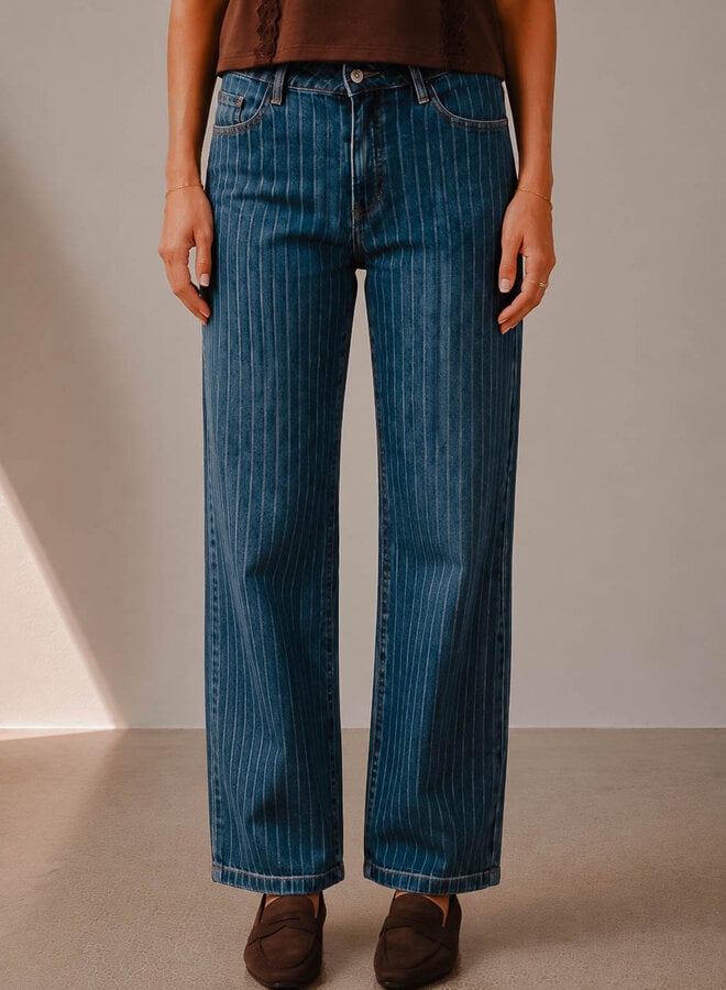 Gabriel jeans wide raye – Stone