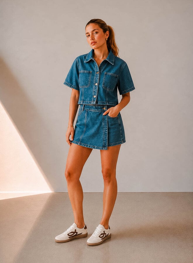 Lucia set rok + hemdje – Mid Blue