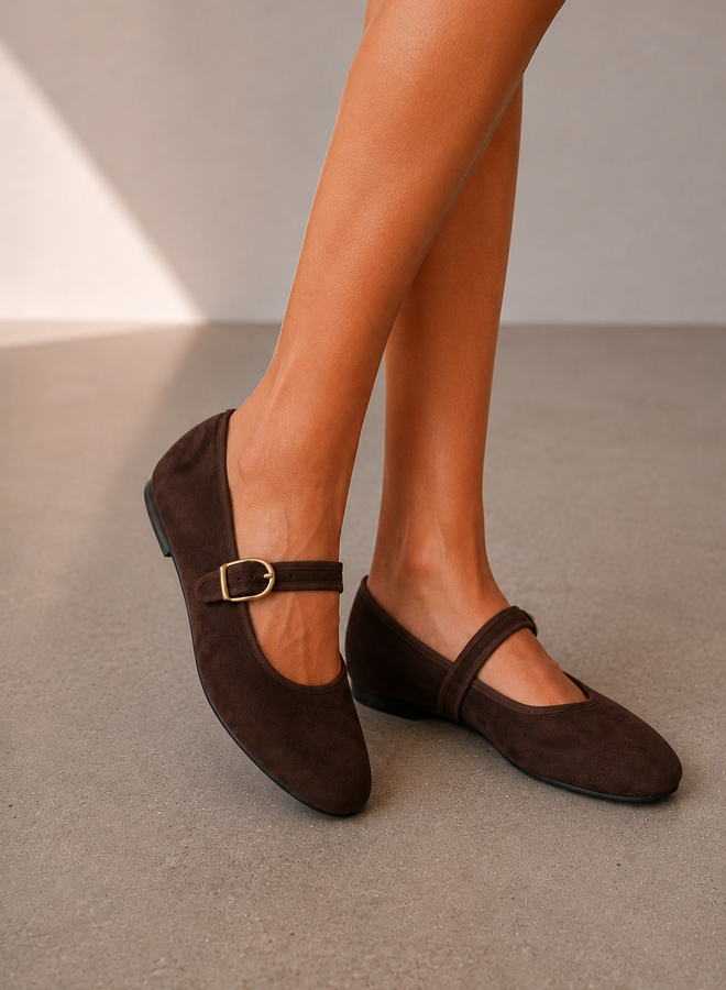 Ballerine bandje daim UH236 – Brown