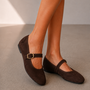 Ballerine bandje daim UH236 – Brown