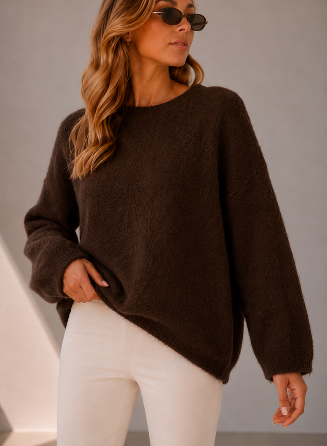 Stella Pull angora oversized – Choco