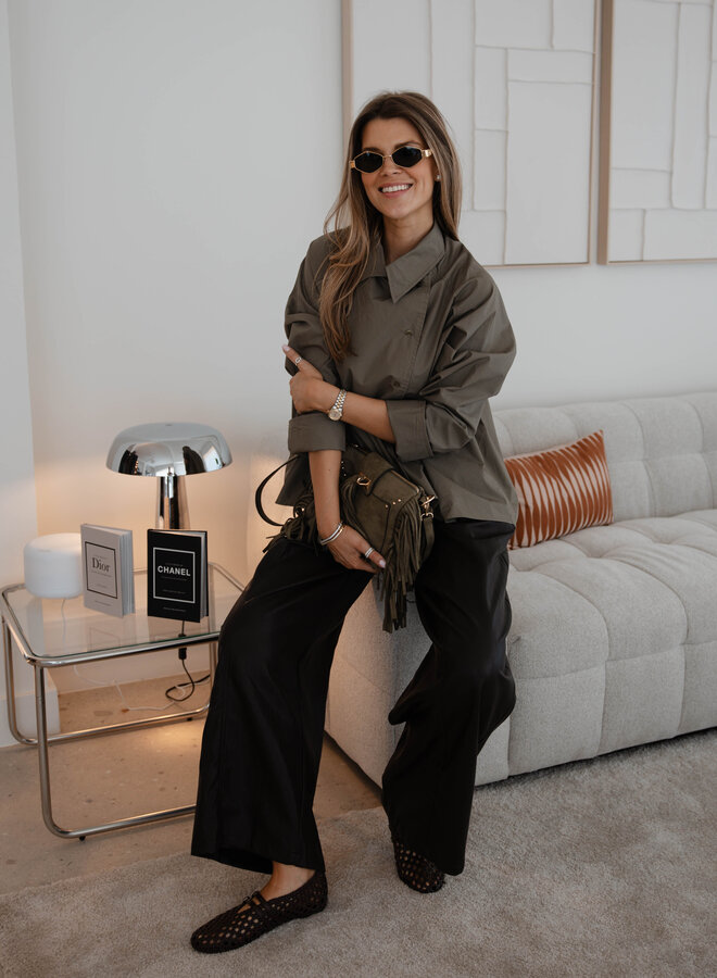 Livia Broek wide leder – Brown