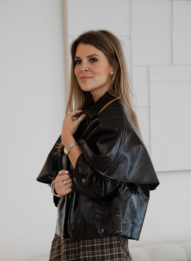 Nora jasje lakleder cape – Choco