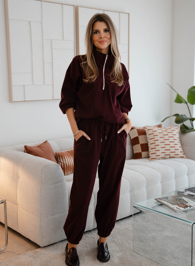 Lizzy set trui + broek training – Burgundy