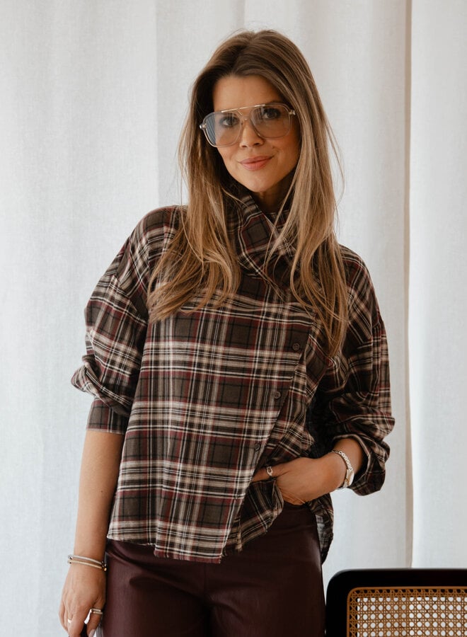 Lolette hemd oversized carreaux schuin – Choco