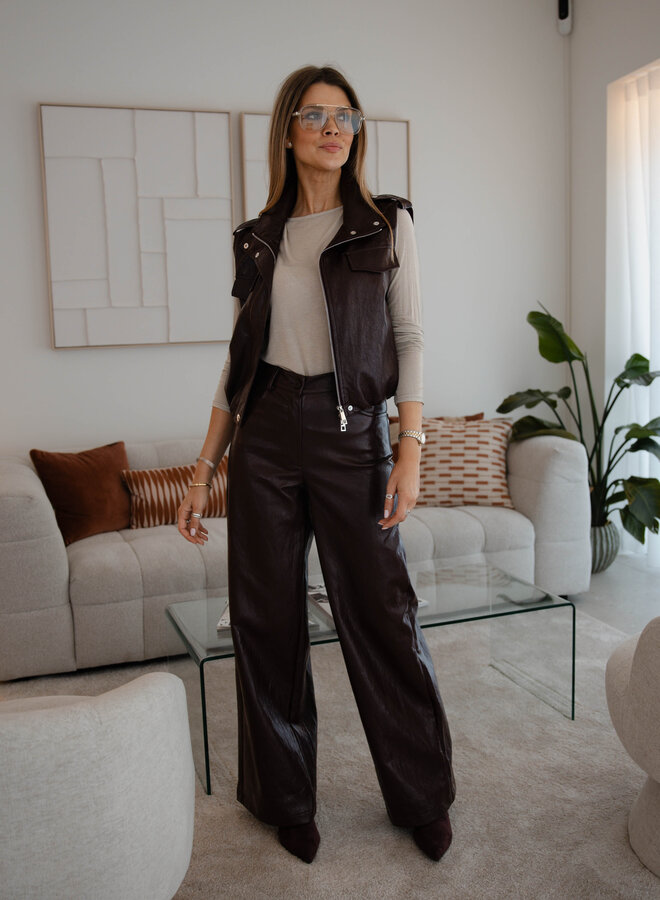 Olivia broek leer – Bordeaux