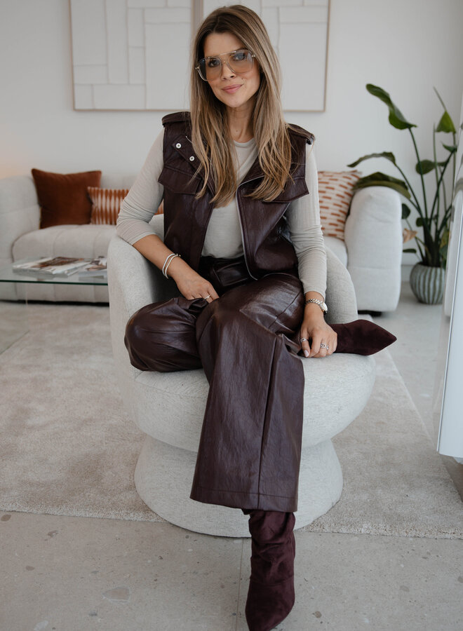 Olivia broek leer – Bordeaux