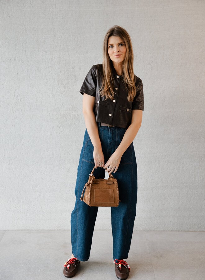 Lune kort jasje lederlook – Choco