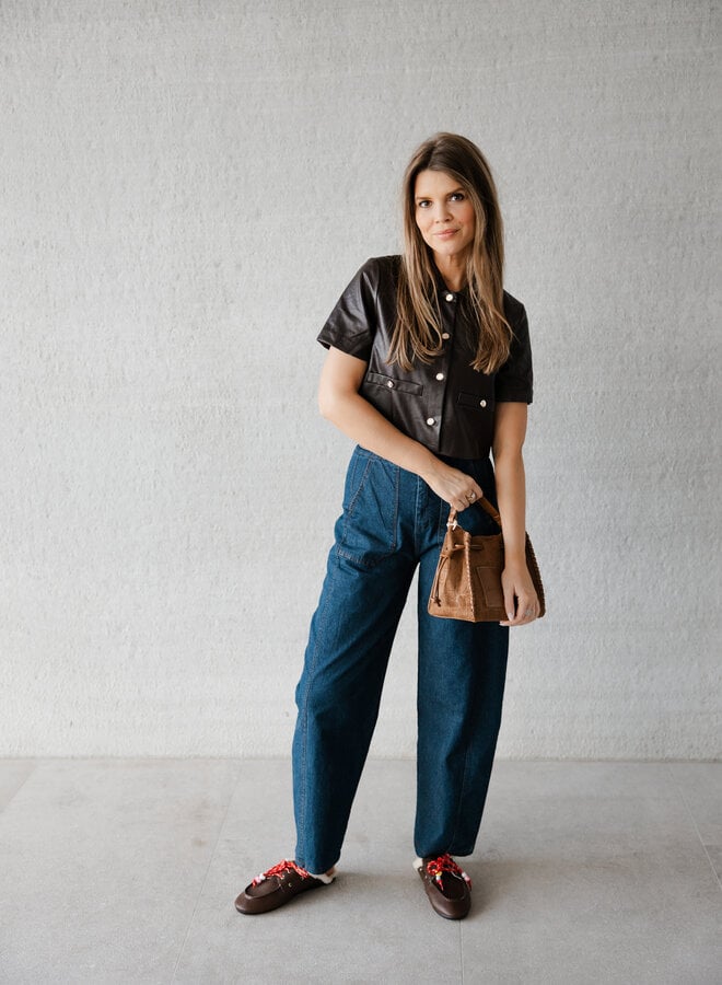 Lune kort jasje lederlook – Choco