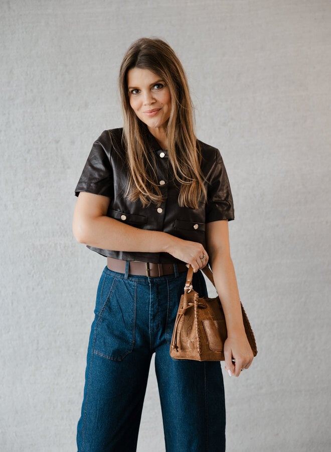 Lune kort jasje lederlook – Choco