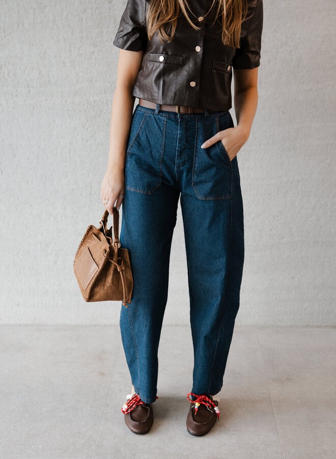 Nicoletta broek barrel – Dark Denim