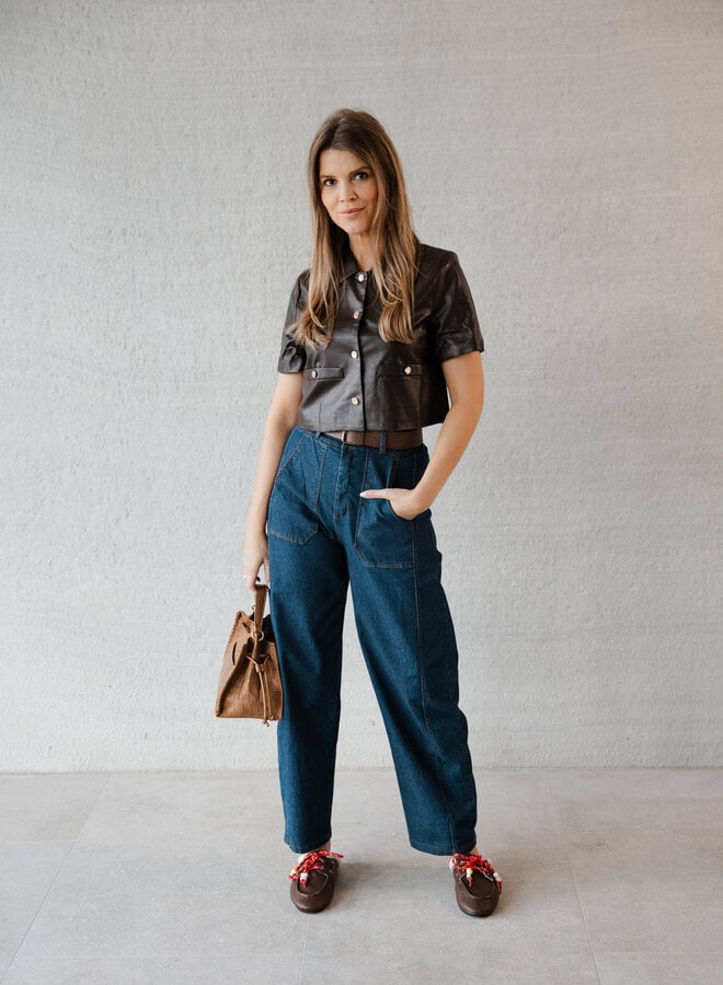 Nicoletta broek barrel – Dark Denim